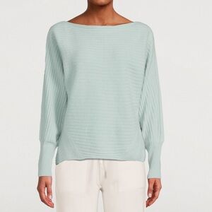 Naadam Sz S Sweater Blue Cashmere Ribbed Boatneck Classic Minimalist Preppy New